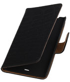 Hoesje voor Microsoft Lumia 540 Croco Booktype Wallet Zwart