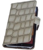 Hoesje voor Samsung Galaxy Note 3 Neo - Croco Beige Booktype Wallet