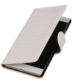 Hoesje voor Huawei Ascend G6 4G - Krokodil Wit Booktype Wallet