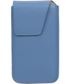 Universele Leder look insteekhoes/pouch Model 1 - Blauw Small
