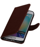 Bruin Smartphone TPU Booktype Hoesje voor Samsung Galaxy S6 Edge Wallet Cover