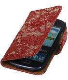 Lace Rood Hoesje voor Samsung Galaxy S3 Mini VE Book/Wallet Case/Cover