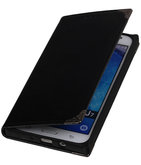 Zwart TPU Map Bookstyle Hoesje voor Samsung Galaxy J7 2015 Wallet Cover