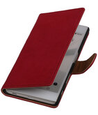 Roze Echt Leer Booktype Hoesje voor Sony Experia Z5 Wallet Cover