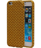 Goud Geweven Hout Design TPU Cover Case voor Hoesje voor Apple iPhone 6/6S