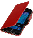 Rood Pull-Up PU Hoesje voor Samsung Galaxy J1 2015 Booktype Wallet Cover Rood Pull-Up PU Hoesje voor Samsung Galaxy J1 2015 Booktype Wallet Cover