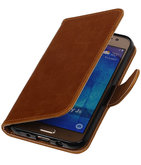 Bruin Pull-Up PU Hoesje voor Samsung Galaxy J5 2015 Booktype Wallet Cover