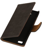 Grijs Bark Hout Booktype Hoesje voor Sony Xperia Z3 Compact Wallet Cover