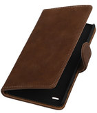 Hoesje voor Sony Xperia C4 Bark Hout Booktype Wallet Bruin