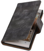 Hoesje voor Huawei Ascend G6 4G - Mini Slang Grijs Booktype Wallet