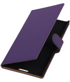 Paars Effen Booktype Hoesje voor Nokia Lumia 1520 Wallet Cover