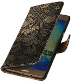 Zwart Lace Booktype Hoesje voor Samsung Galaxy A7 2015 Wallet Cover