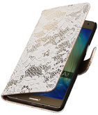 Wit Lace Booktype Hoesje voor Samsung Galaxy A7 2015 Wallet Cover