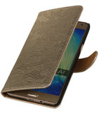 Goud Lace Booktype Hoesje voor Samsung Galaxy A7 2015 Wallet Cover