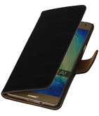 Zwart Krokodil Booktype Hoesje voor Samsung Galaxy A7 2015 Wallet Cover