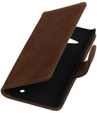 Bruin Hout Booktype Hoesje voor Microsoft Lumia 550 Wallet Cover