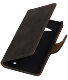 Grijs Hout Booktype Hoesje voor Microsoft Lumia 550 Wallet Cover