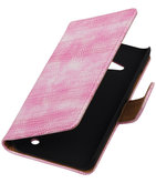 Roze Mini Slang Booktype Hoesje voor Microsoft Lumia 550 Wallet Cover
