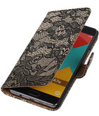 Zwart Lace Booktype Hoesje voor Samsung Galaxy A7 2016 Wallet Cover