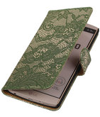 Hoesje voor LG V10 - Lace Donker Groen Booktype Wallet