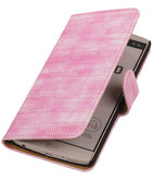 Hoesje voor LG V10 - Mini Slang Roze Booktype Wallet