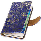Lace Blauw Hoesje voor Samsung Galaxy S4 Book/Wallet Case/Cover