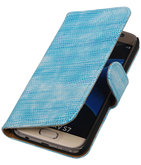 Turquoise Mini Slang Booktype Hoesje voor Samsung Galaxy S7 Wallet Cover
