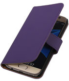 Paars Effen Booktype Hoesje voor Samsung Galaxy S7 Wallet Cover