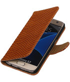Bruin Slang Booktype Hoesje voor Samsung Galaxy S7 Wallet Cover