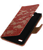 Rood Lace Booktype Hoesje voor Huawei Y560 / Y5 Wallet Cover