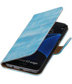 Turquoise Mini Slang Booktype Hoesje voor Samsung Galaxy S7 Edge Wallet Cover