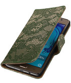 Hoesje voor Samsung Galaxy On5 - J5 Prime Lace Donker Groen Booktype Wallet