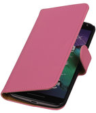 Roze Effen booktype cover voor Hoesje voor Motorola Moto X Style