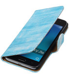 Turquoise Mini Slang booktype cover voor Hoesje voor Samsung Galaxy J1 Nxt / J1 Mini