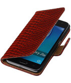 Rood Slang booktype cover voor Hoesje voor Samsung Galaxy J1 Nxt / J1 Mini
