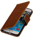 Bruin Pull-Up PU booktype wallet cover voor Hoesje voor Apple iPhone 6 Plus / 6s Plus