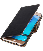 Zwart Krokodil booktype cover voor Hoesje voor Samsung Galaxy J7 2016