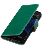 Groen Pull-Up PU booktype wallet cover voor Hoesje voor Samsung Galaxy S7 Edge