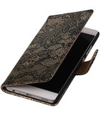 Zwart Lace booktype cover voor Hoesje voor Sony Xperia X Performance