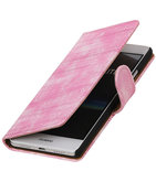 Roze Mini Slang booktype cover voor Hoesje voor Huawei P9 Lite