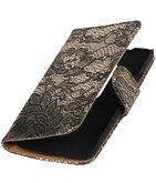 Hoesje voor Motorola Moto G (3rd gen) - Lace/Kant Zwart Bookstyle