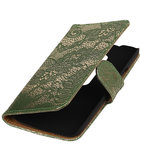 Hoesje voor Motorola Moto G (3rd gen) - Lace/Kant Donker Groen Bookstyle