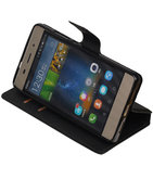 Zwart Hoesje voor Huawei P8 Lite TPU wallet case booktype HM Book