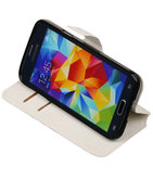 Wit Hoesje voor Samsung Galaxy S5 TPU wallet case booktype HM Book