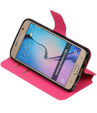 Roze Hoesje voor Samsung Galaxy S6 TPU wallet case booktype HM Book