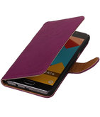 Paars Echt Leer Leder booktype wallet cover voor Hoesje voor Samsung Galaxy A7 2016