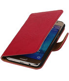 Roze Echt Leer Booktype Hoesje voor Samsung Galaxy J5 2015 Wallet Cover