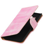 Roze Mini Slang booktype wallet cover voor Hoesje voor LG K4