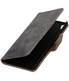 Grijs Mini Slang booktype wallet cover voor Hoesje voor Sony Xperia XA