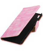 Roze Mini Slang booktype wallet cover voor Hoesje voor Sony Xperia XA